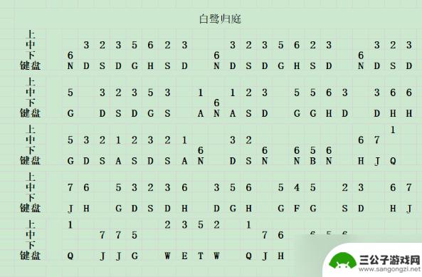 原神白露之庭琴谱 原神白鹭归庭琴谱弹奏教程