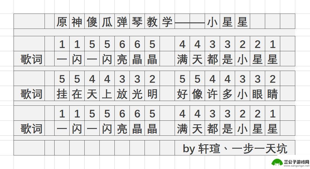 原神小星星琴谱简谱 原神小星星琴谱完整版